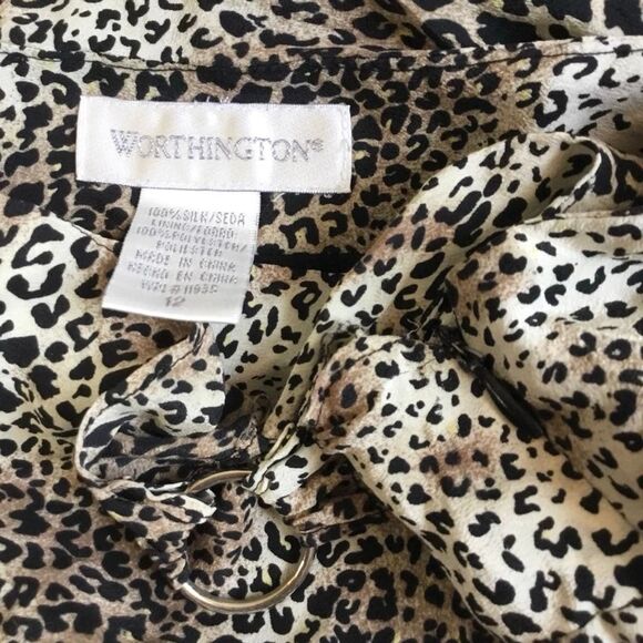 Vintage Y2K Cheetah Print McBling 2000s Silk Romantic Asymmetrical Skirt Size 12 - Picture 7 of 7